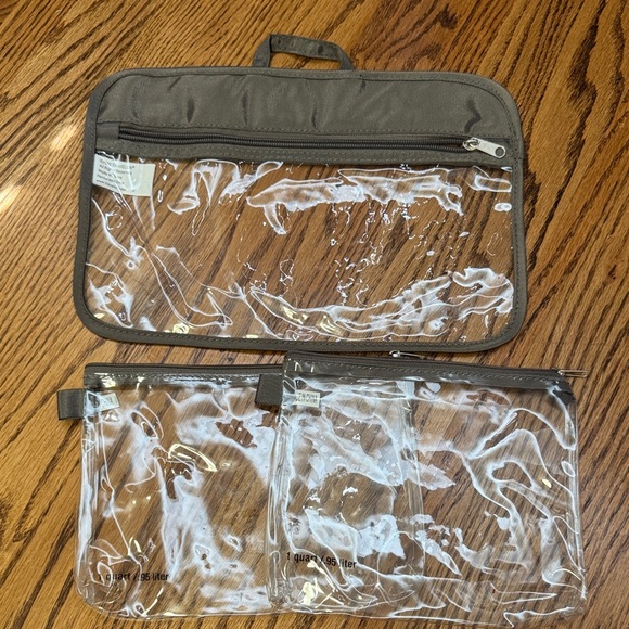 Travelon Handbags - Travelon Clear Cosmetic Pouch with Gray Trim: set of 4 travel set